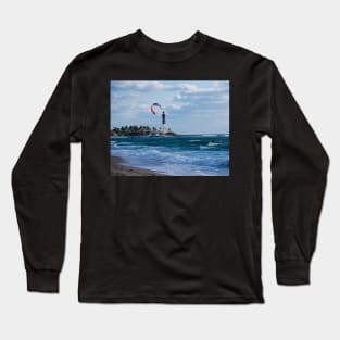 Pompano Beach Kiteboarder Hillsboro Lighthouse Long Sleeve T-Shirt